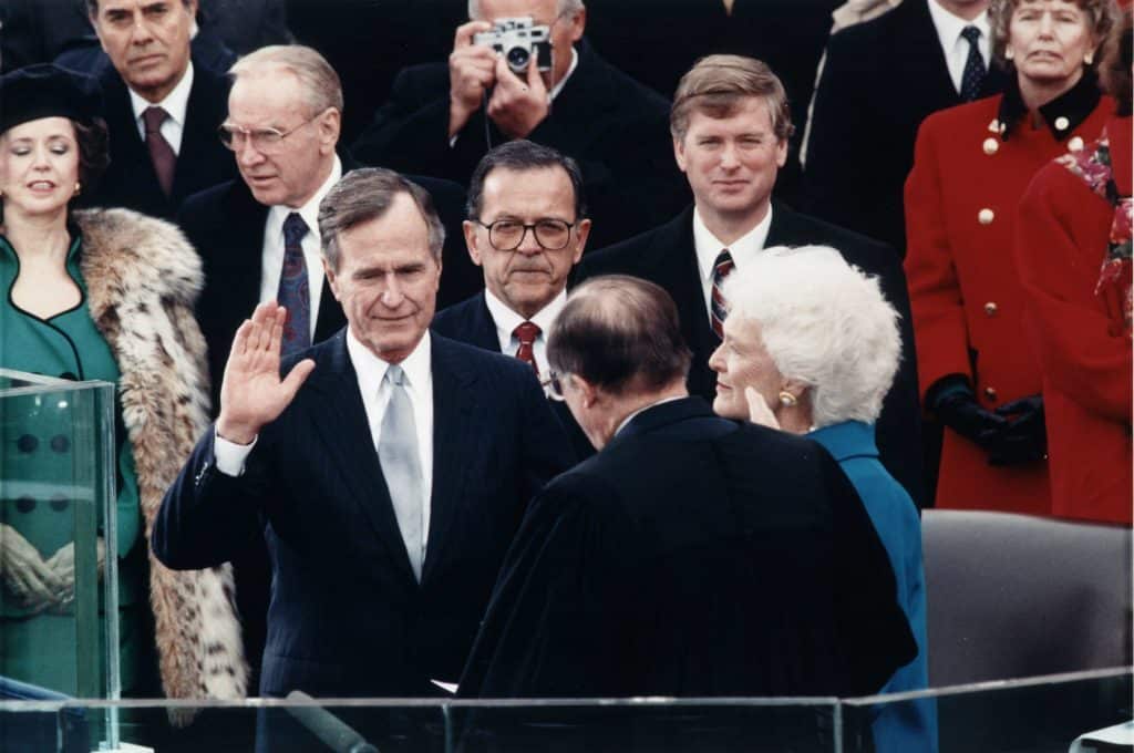 George H.W. Bush at his inauguration in 1989