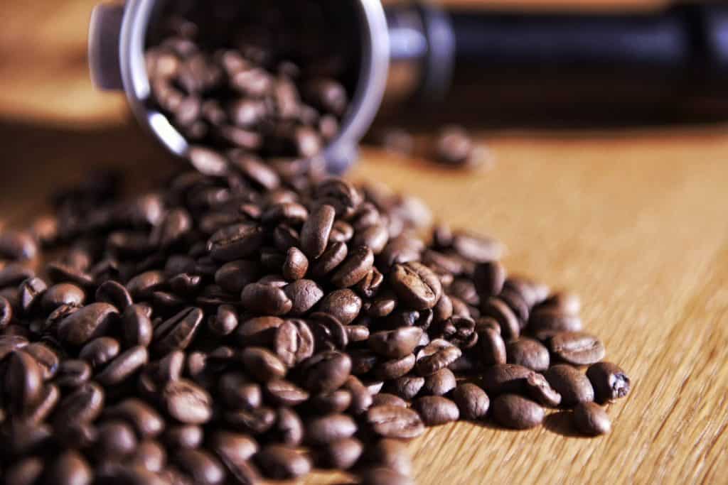 Coffee beans on table