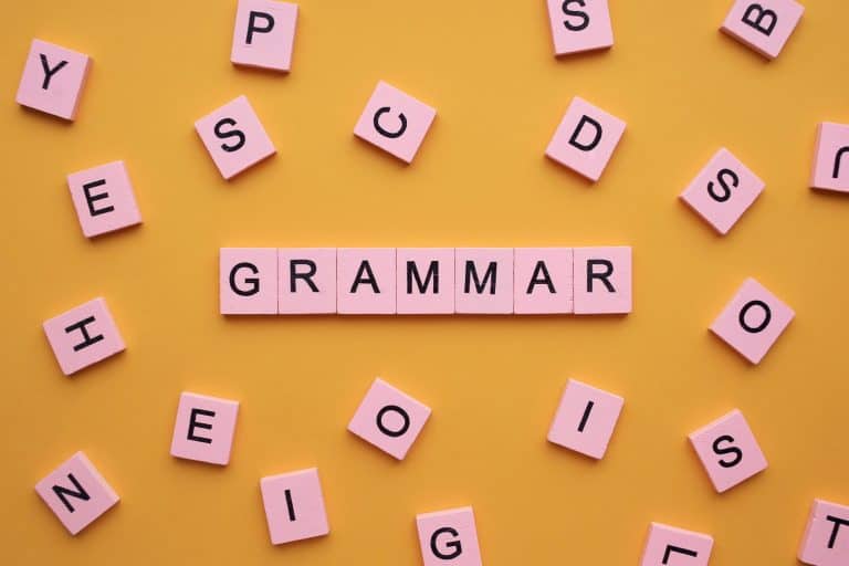 Grammar spelled out with wooden cubes