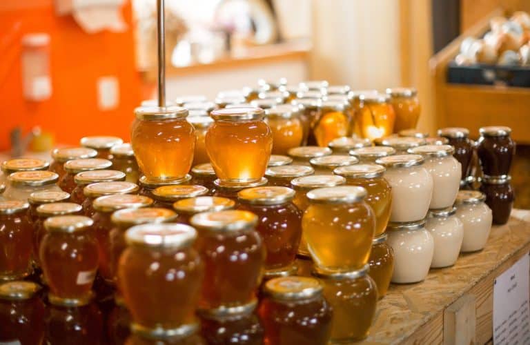 Large assortment of honey and similar syrups